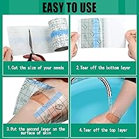 Vista 3 de Tondiamo 3 vendajes impermeables para tatuajes, vendajes adhesivos transparentes, cinta adhesiva elástica transparente, 3 tamaños