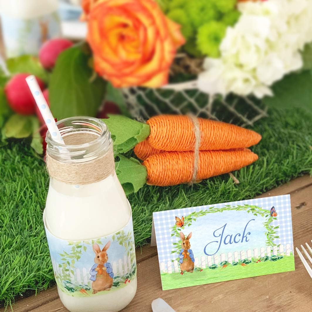 Peter Bottle Wraps - 20 Rabbit Water Bottle Labels - Rabbit Party Decorations - Peter Party Supplies - Blue Bottle