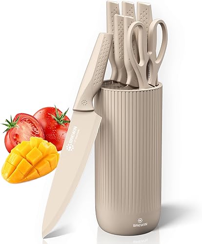 Miniatura 7 de Juego de cuchillos, juego de cuchillos de cocina Brewin, juego de cuchillos para cocina, bloque de cuchillos universal, juego de bloques de Carbón