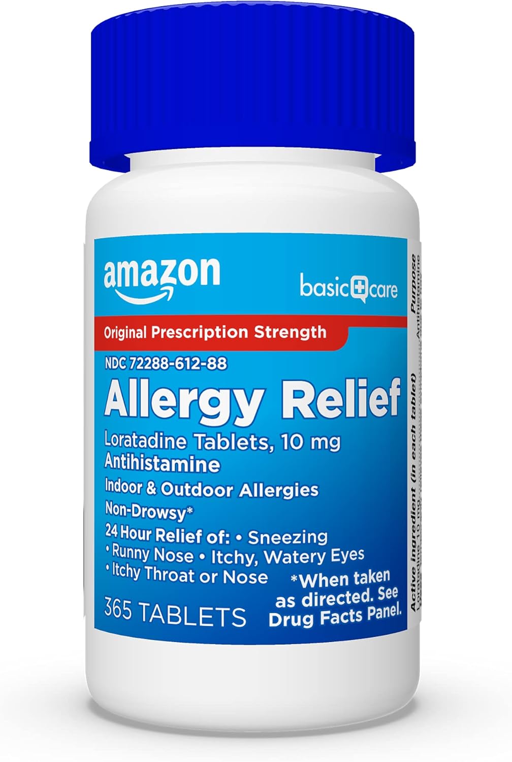  Basic Care Allergy Relief Loratadine Tablets 10 mg, White, 365 Count : Health & Household