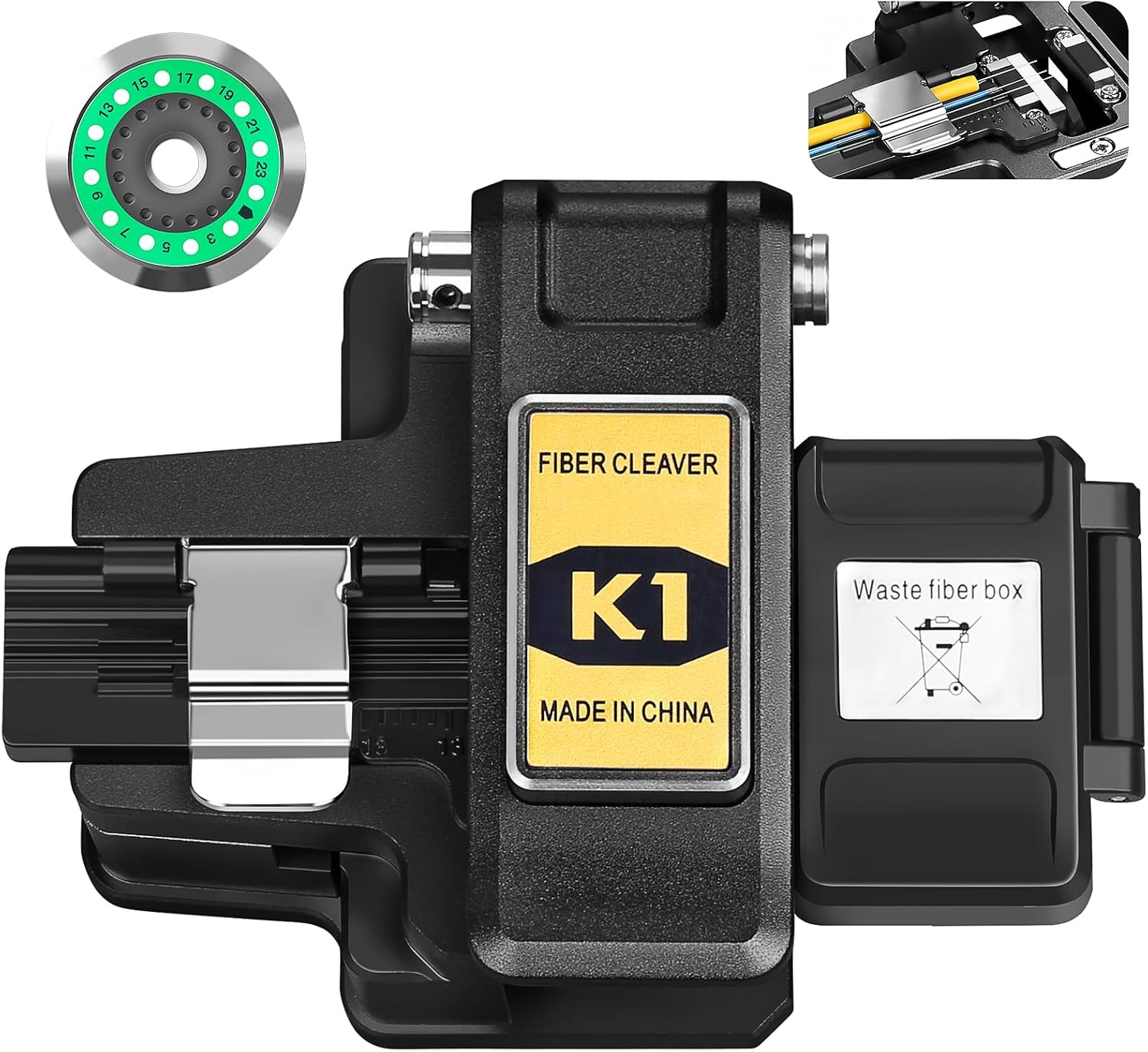 Fiber Cleaver K1 High-Precision Fiber Cleaver Tool, 3-in-1 fiber optic fixture 24 Cutting Points & 48000 Cutting Times for 0.25mm 0.9mm 3.0mm Fiber Optic Cleaver
