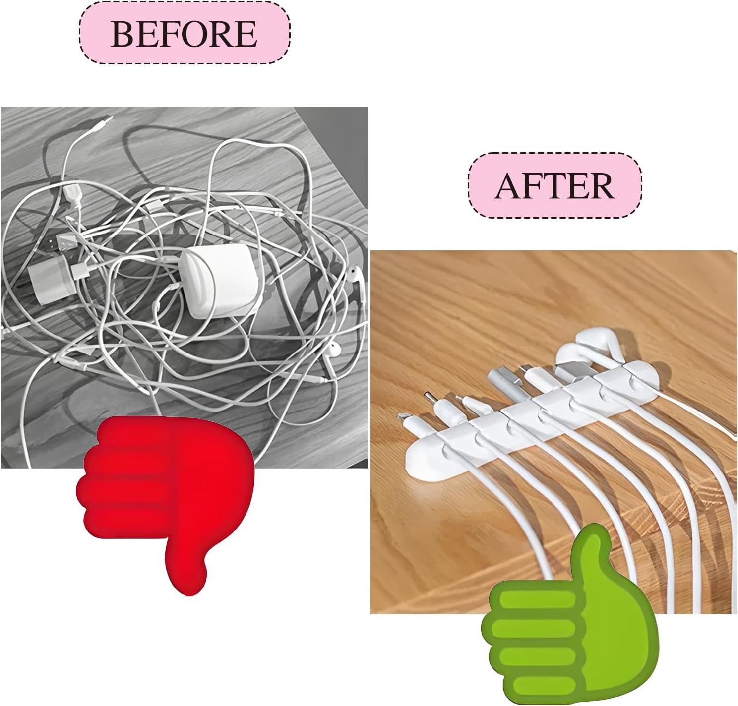 Used for Wire and Cable Organizers， Computer Desk Accessories and Adhesive Cord Organizer for Cable Holder Cleans Up Messy Wires at Home, Car and Office,7-5-3-2-1 Slots,White image 5