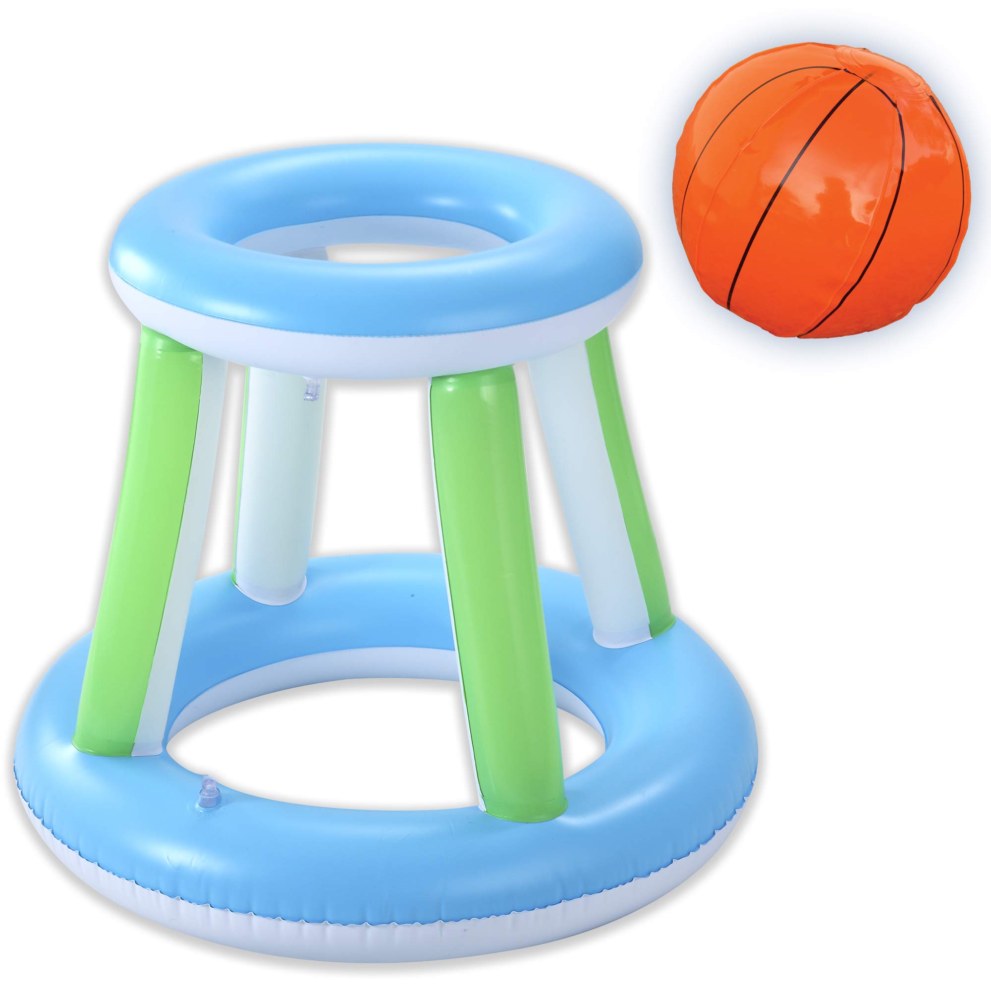 JOYIN Inflatable Pool Volleyball Set, Volleyball Net & Basketball Hoops