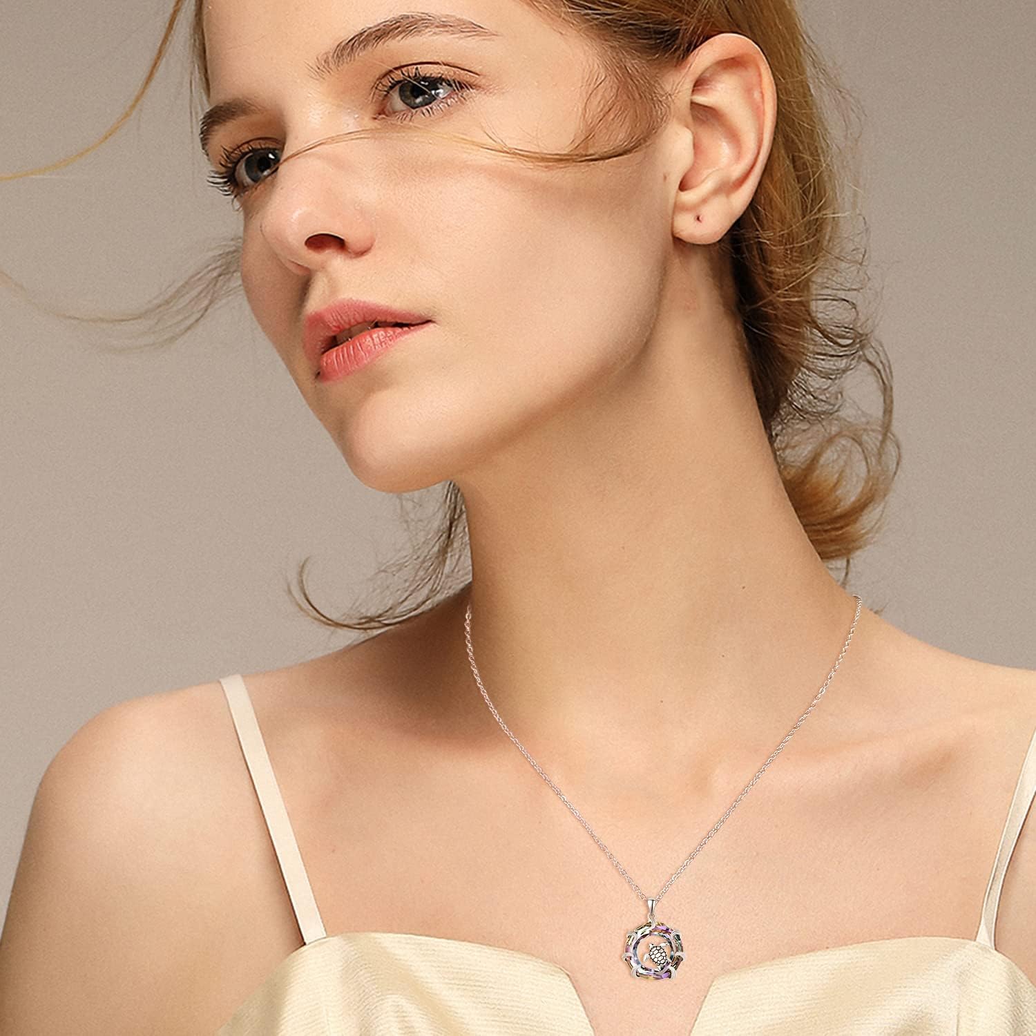 AENEAS Sea Turtle Necklaces for Women Sterling Silver Sea Turtle Pendant Necklace with Crystal Ocean Jewelry Gifts for Women - Image 5