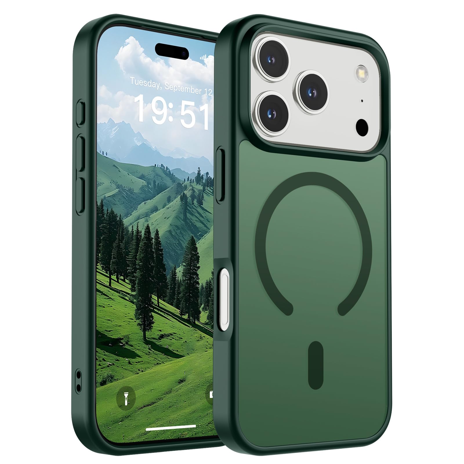 Photo 1 of SUPFINE Magnetic for iPhone 17 Pro Case (Compatible with MagSafe)(Military Grade Drop Protection) Translucent Matte Shockproof with Anti-Fingerprint Phone Cover,Forest Green