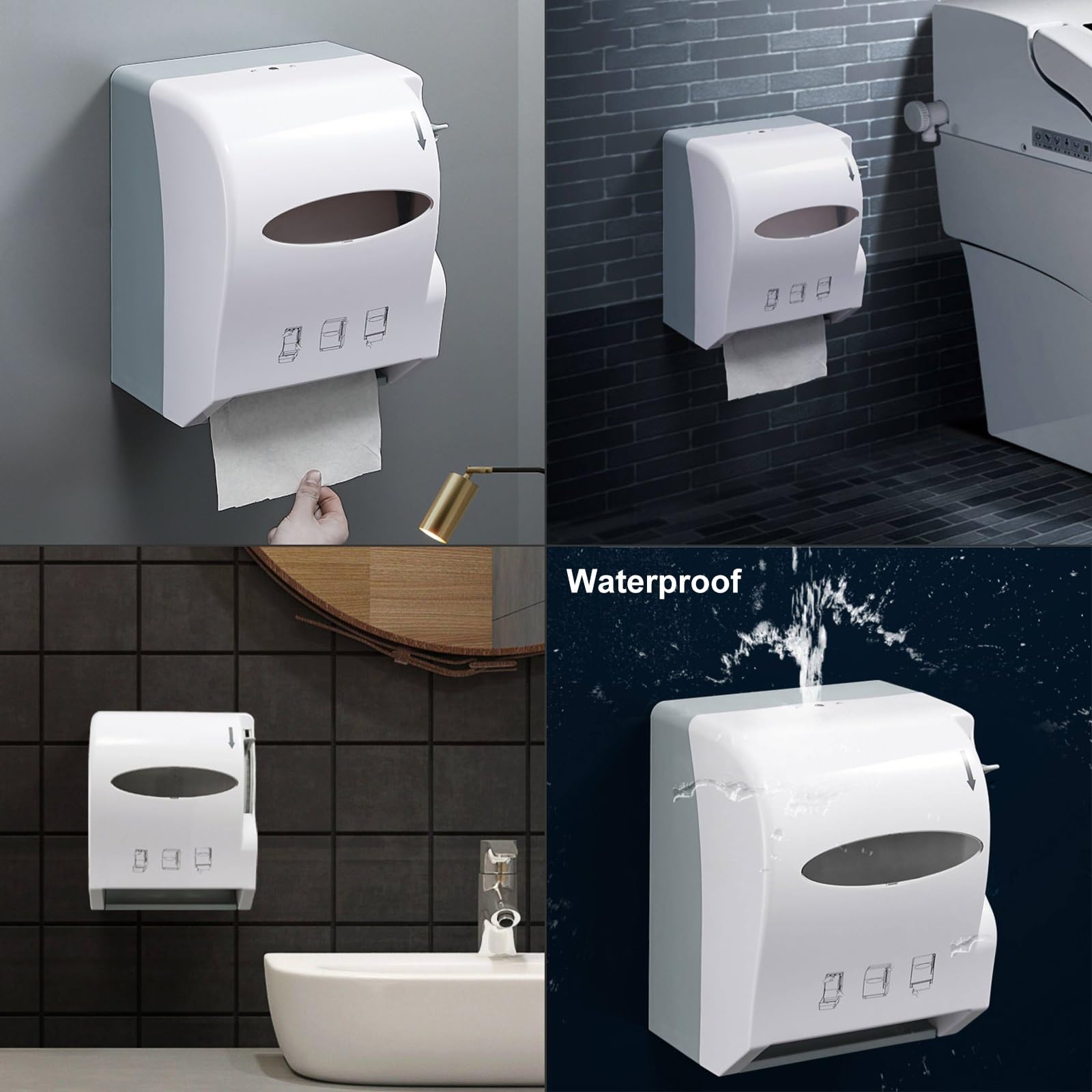 Dispensador de Papel, Dispensador Papel Secamanos Comercial, Dispensador Papel Higienico, Montaje en Pared, con Cerradura