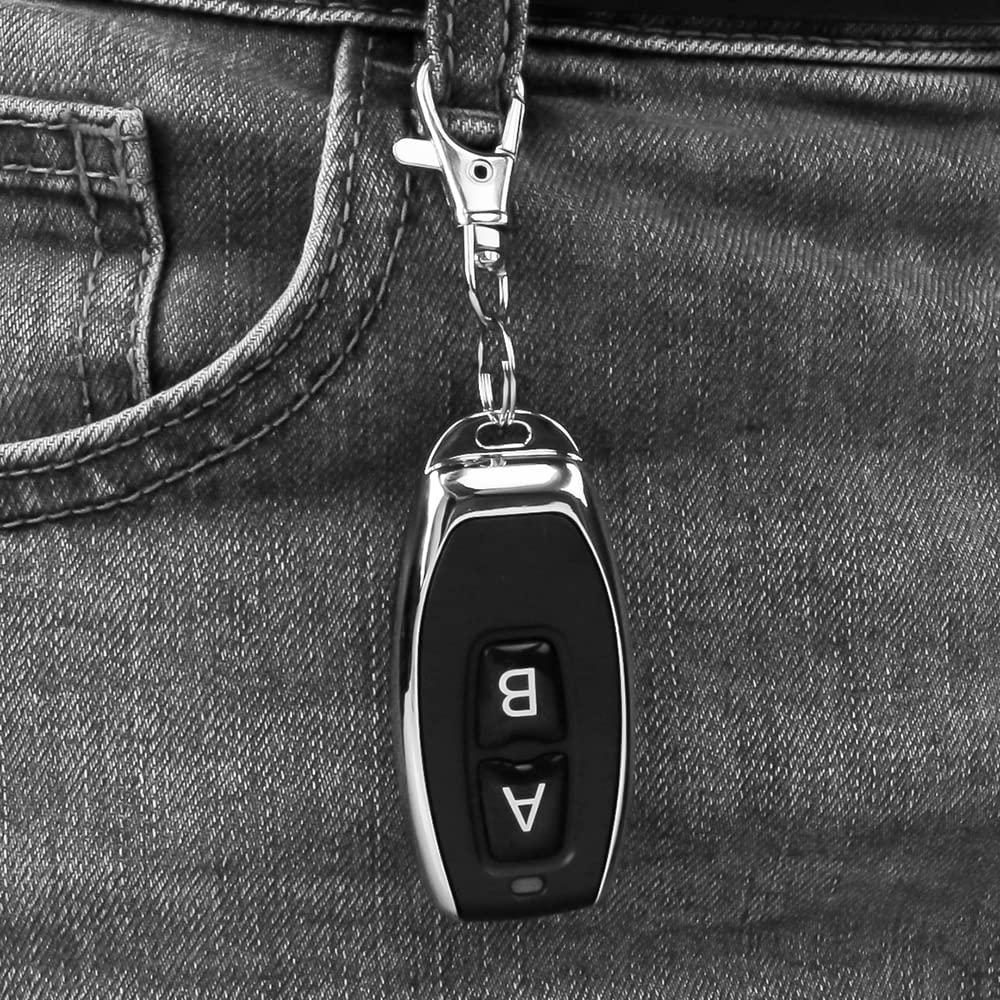 Porte-clés à Télécommande D'entrée sans Clé, Systèmes D'entrée sans Clé Antivol, 4 PCS Télécommande sans Fil Interrupteur en Métal Porte-clés Noir pour Porte de Garage 12V 433MHz
