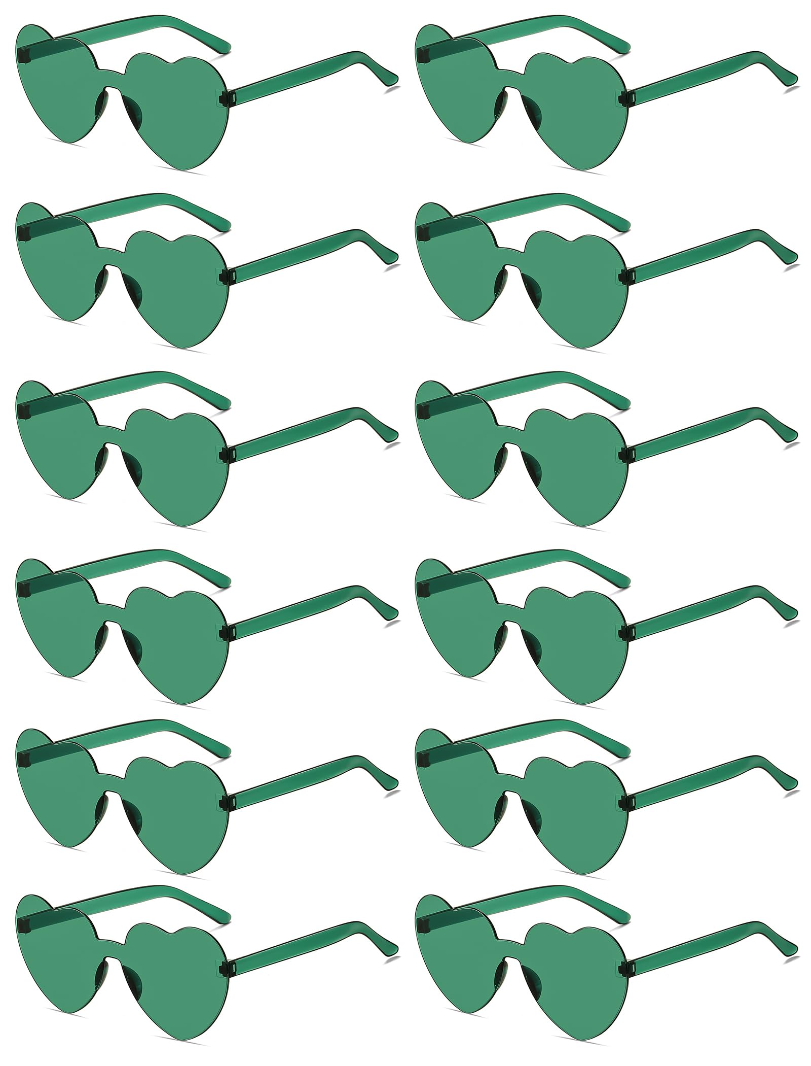 Colrea 12/20/24 Pairs Heart Sunglasses for Women Men, Trendy Heart Shaped Rimless Transparent Sunglasses, Party Favors
