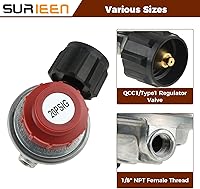 Vista 2 de Kit de válvula reguladora de propano ajustable de alta presión de 0-20 PSI, kit de válvula reguladora QCC1/Tipo 1 con accesorio de abocinado macho