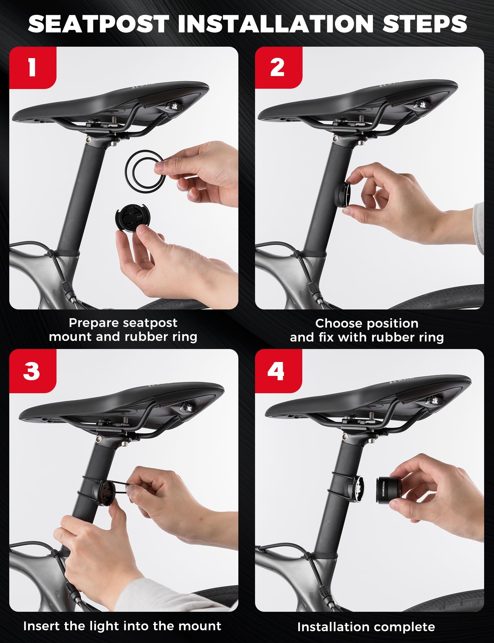 ROCKBROS Luce Posteriore per Bici, Fanale Posteriore Fanalino con Freno Intelligente, LED COB a 4 modalità Illuminazione, Impermeabile IPX6, USB Ricaricabile, 2 Modi Installazione Facile