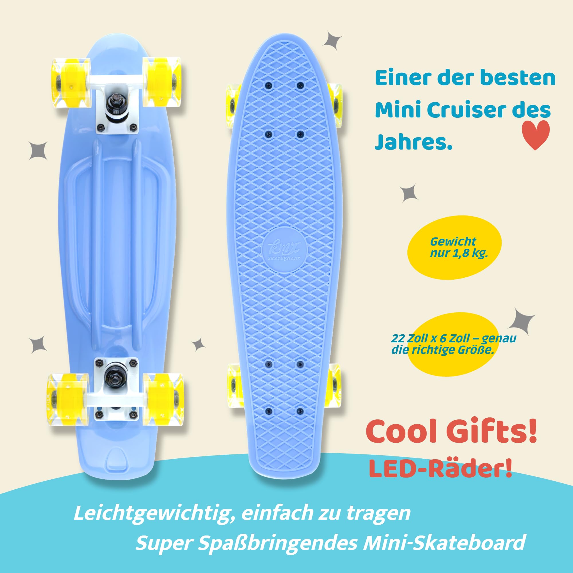 Arrow Board - KMX Skateboard da 22, 27, 31 pollici, Skateboard per bambini, adolescenti, adulti, stile classico Penny Board.