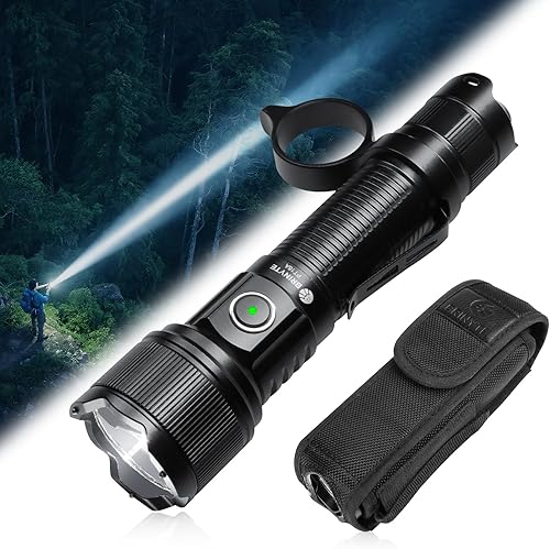 Miniatura 9 de Brinyte Linterna táctica PT16, linterna LED súper brillante de 2000 lúmenes, haz largo de 1,968.5 ft, recargable USB-C, interruptores duales, IP68