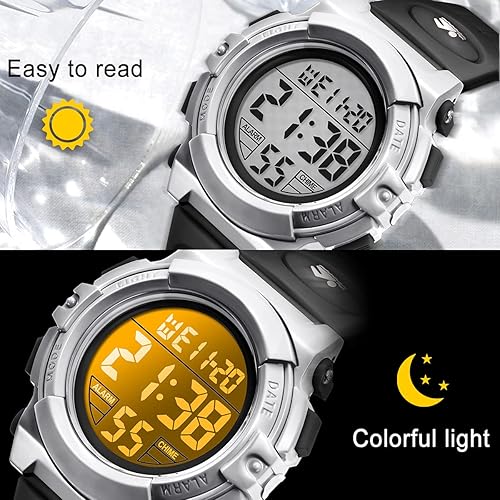 Miniatura 3 de Reloj analógico para niños, reloj para niños de 6 a 15 años, reloj digital para deportes al aire libre, multifuncional con cronógrafo LED 50 M
