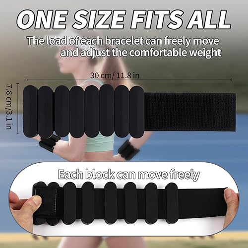 Miniatura 2 de Pesas de muñeca Pesas ajustables para tobillo y muñeca para mujeres y hombres Juego de pulseras con peso de 2 libras (1 libra cada una) Pesas