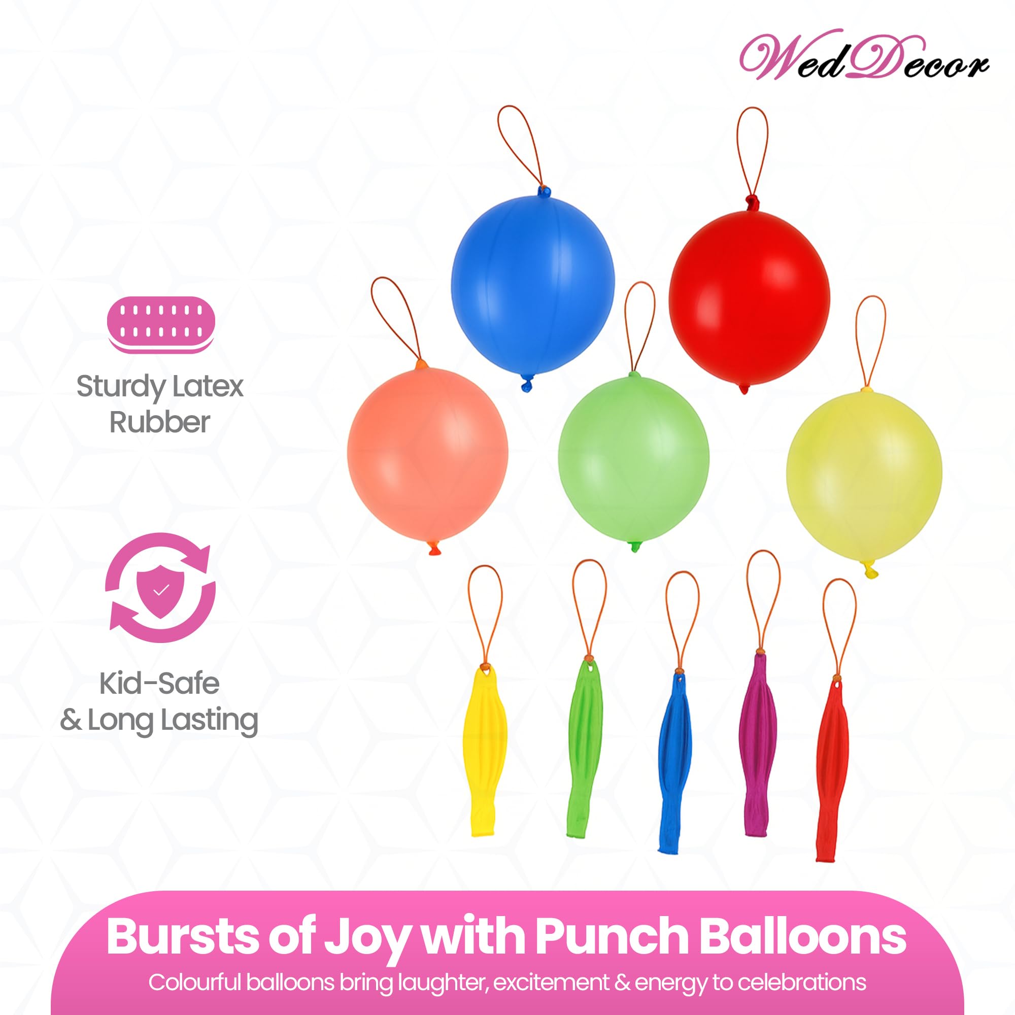 Weddecor Duże balony dziurkowane, różne kolory, z elastycznymi taśmami, materiał lateksowy na przyjęcia urodzinowe dla dzieci, funkcje dla dzieci, dekoracja ślubna, 30 cm, 250 szt