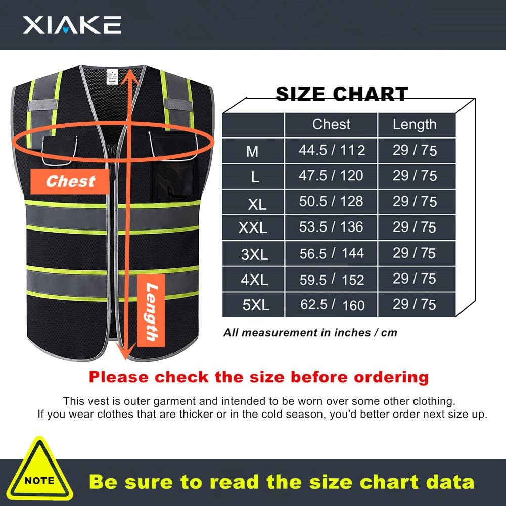 XIAKE 4 Pockets High Visibility Reflective Safety Vest Mesh Lite Zipper Front, Meets ANSI/ISEA Standards - Image 4