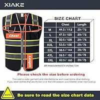 Vista 4 de XIAKE Chaleco de seguridad reflectante de alta visibilidad con 4 bolsillos, cremallera frontal, cumple con las normas ANSI/ISEA