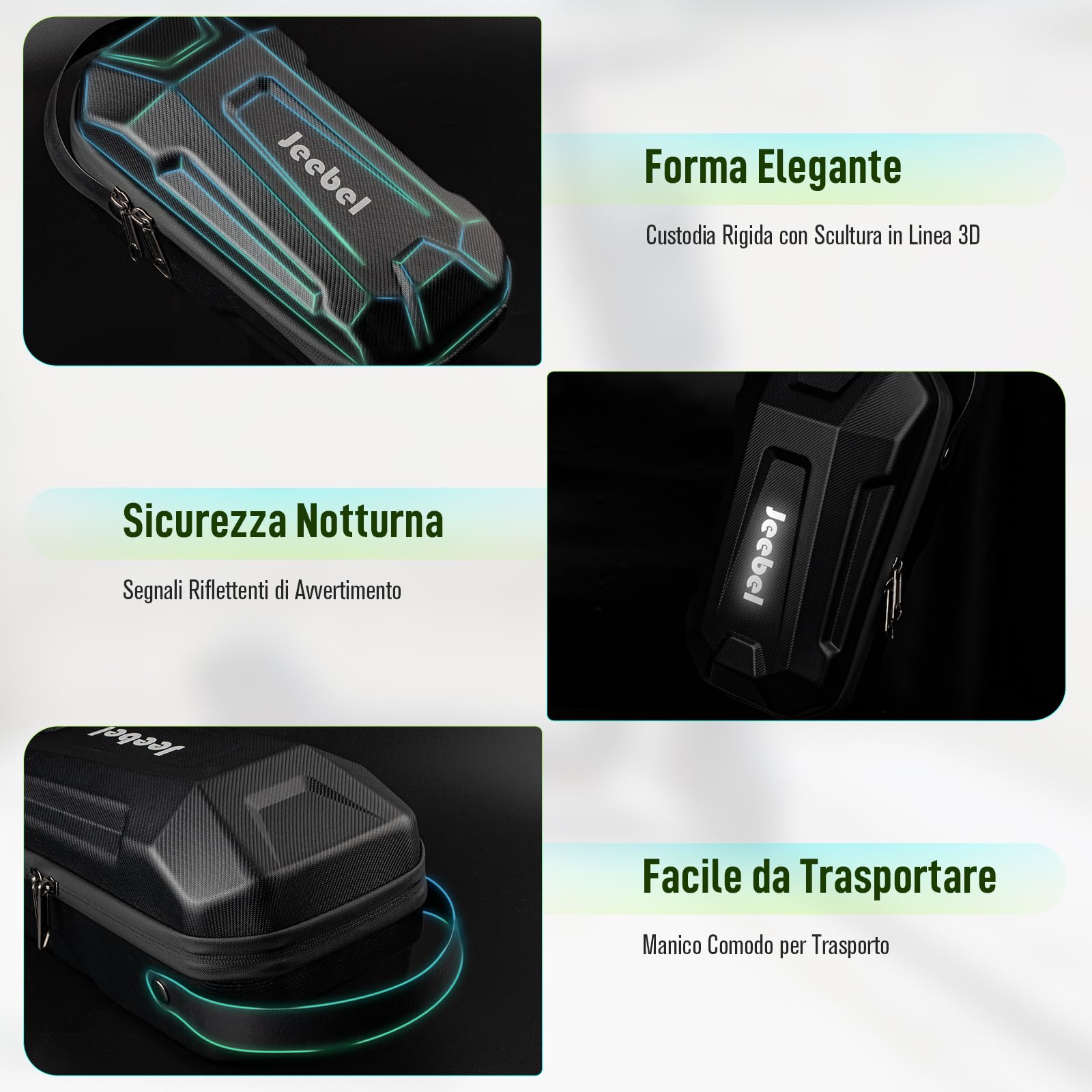 Jeebel Borsa di Monopattino 3/4/5L Borsa di Manubrio Impermeabile ad Alta Capacità con Supporto Fissaggio Rapido - Custodia Frontale Universale EVA per Scooter Elettrico Xiaomi Sedway Ninebot (2,8 L)