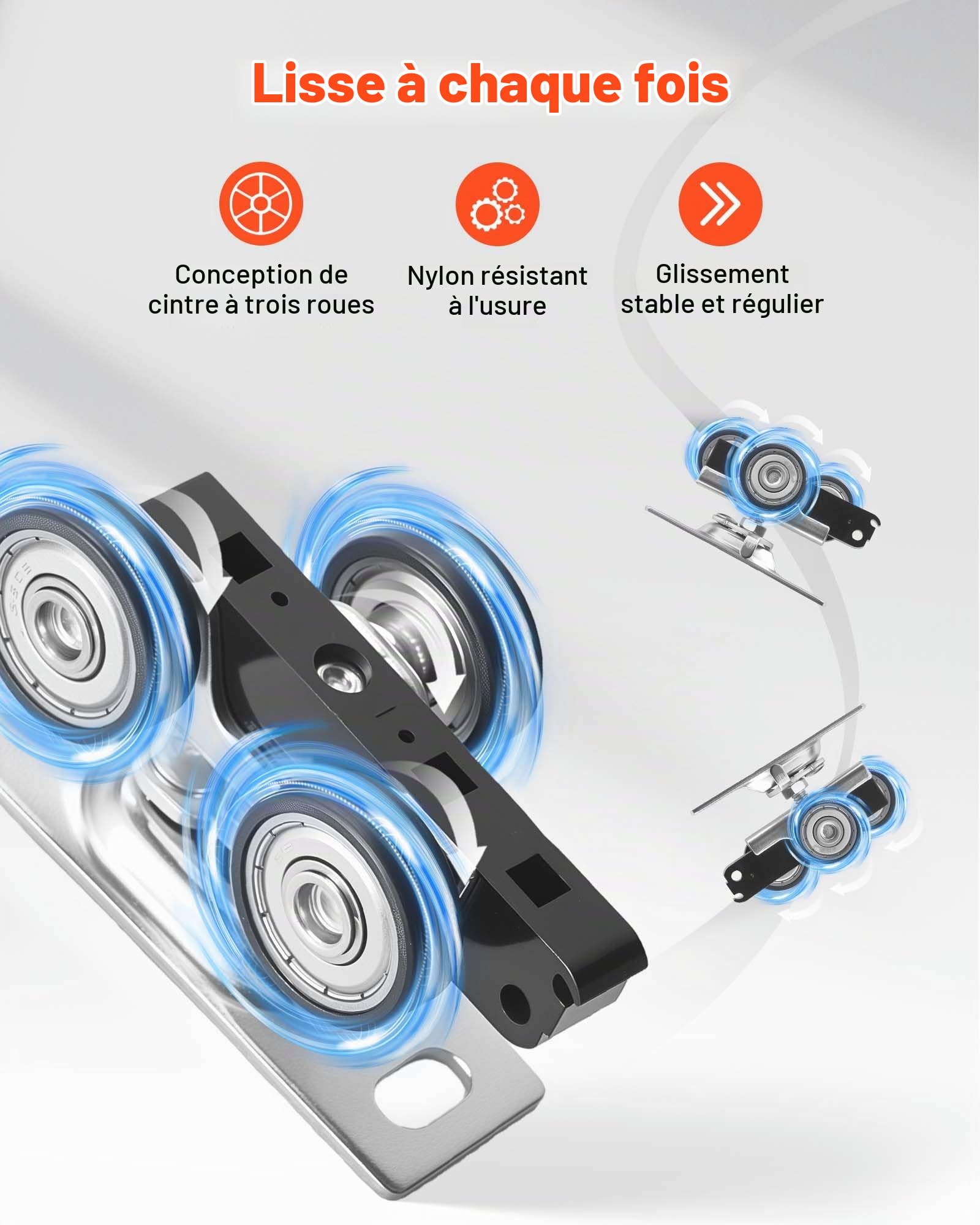 VEVOR Kit de Quincaillerie pour Porte Coulissante Parallèle, Système Coulissant pour Porte de Placard Double Rails 152,4 cm en Alliage d'Aluminium, pour Vantail Épaisseur 2,5-4,5 cm Largeur 76.2 cm