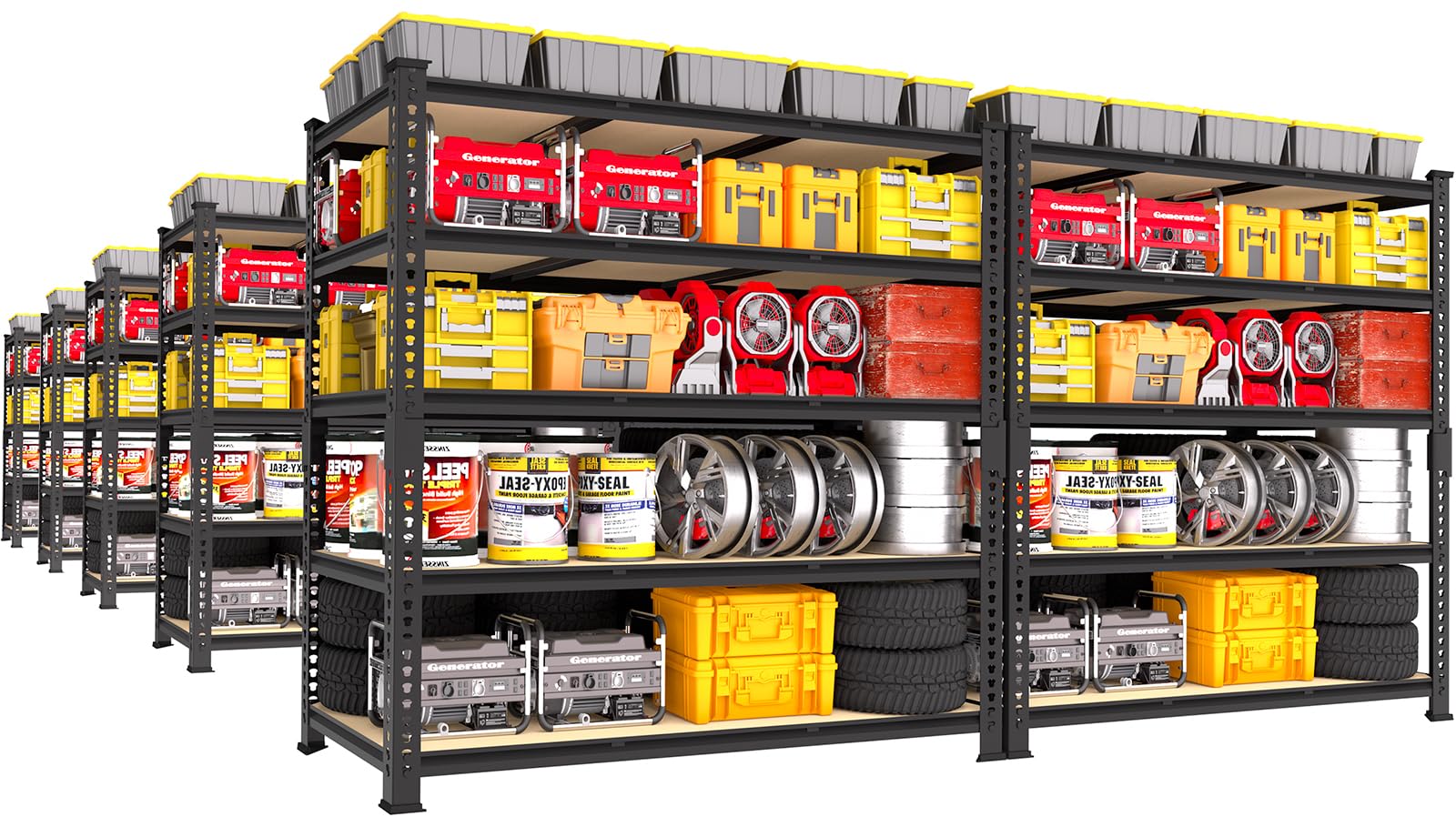 PrimeZone Heavy Duty Garage Storage Shelves - 48" W X 24" D X 72" H Adjustable Metal Shelving Unit, 5 Tier Industrial Shelves for Storage Standing