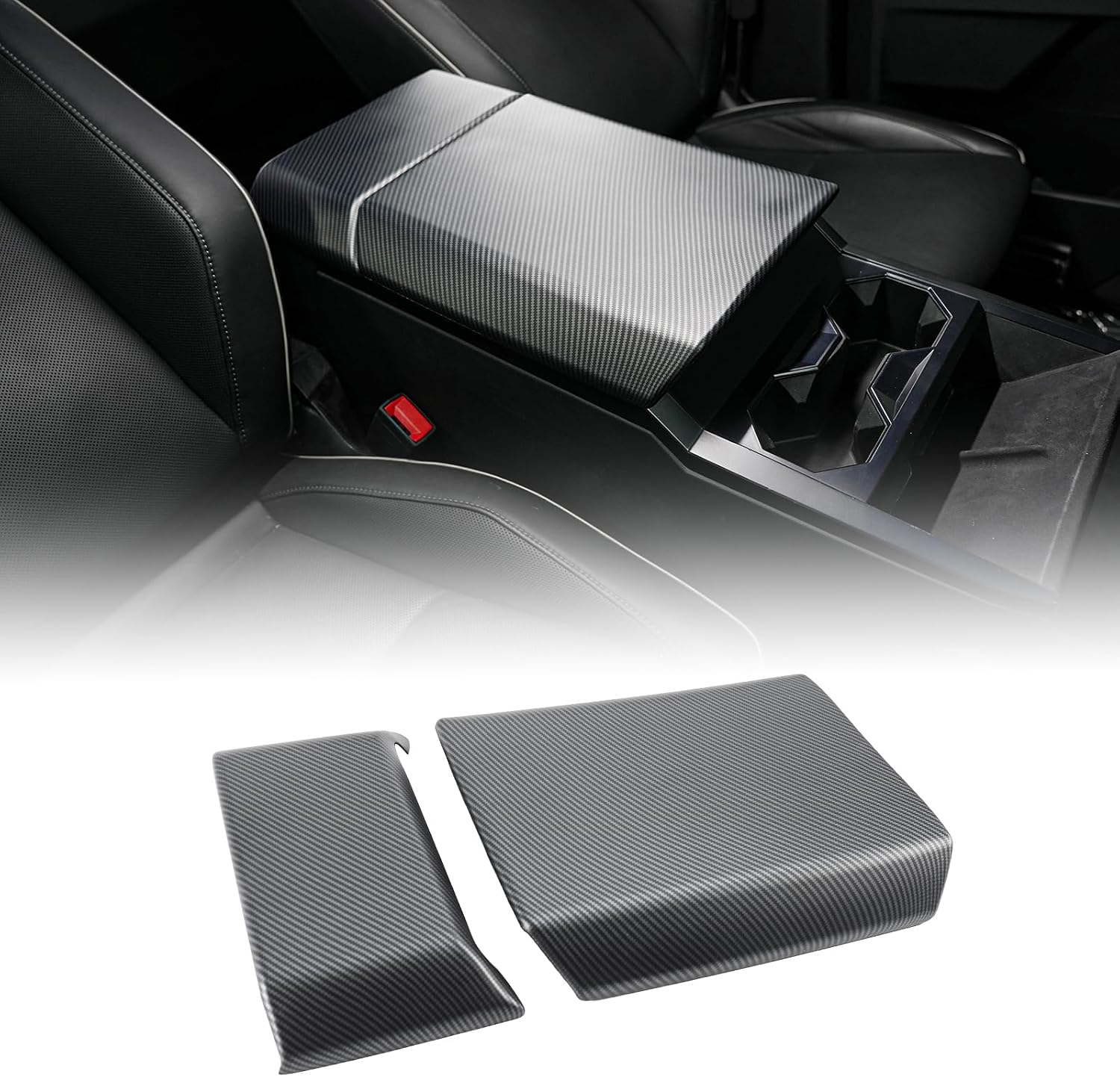 Center Console Armrest Cover for Tesla Cybertruck 2025 2024 2023 Matte Carbon Fiber Console Cover for Cybertruck