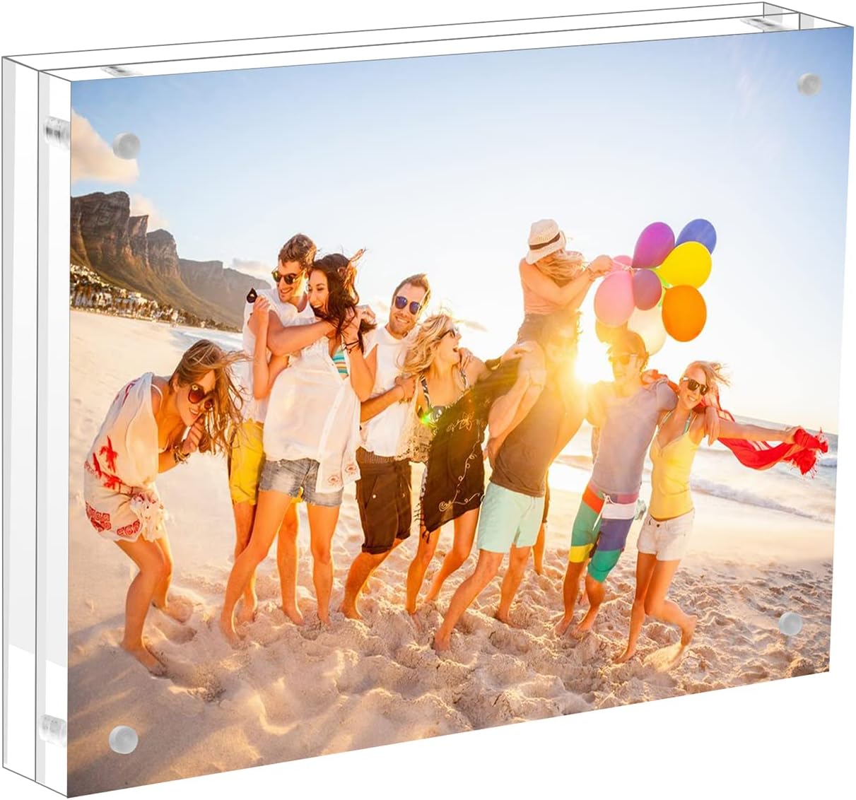 Luckeeper Picture Frames Acrylic 4x6 with Gift Box 20% Thicker Horizontal Magnet Double Sided Self Standing Photo Frame for Desktop Display