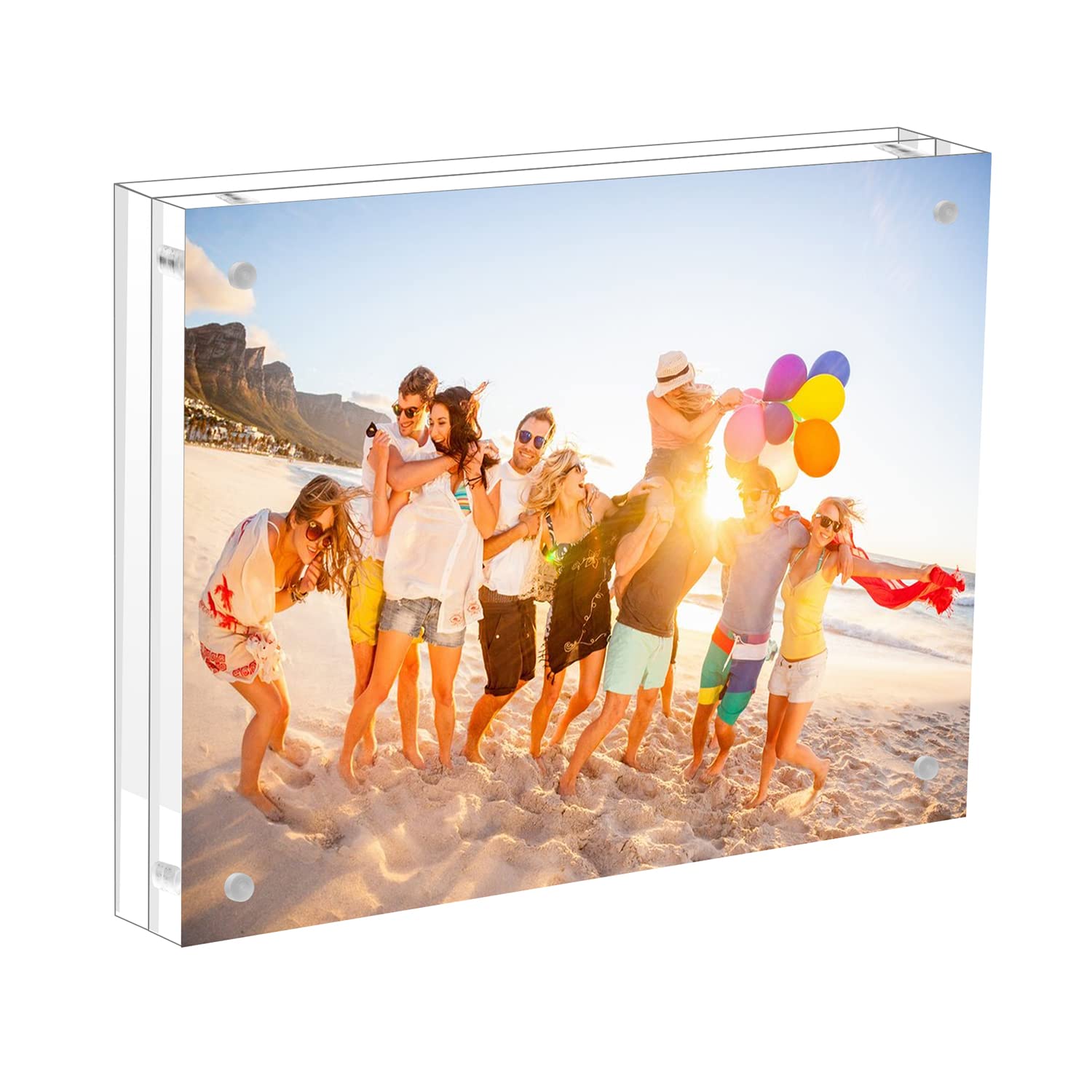 Luckeeper Picture Frames Acrylic 4x6 with Gift Box 20% Thicker Horizontal Magnet Double Sided Self Standing Photo Frame for Desktop Display