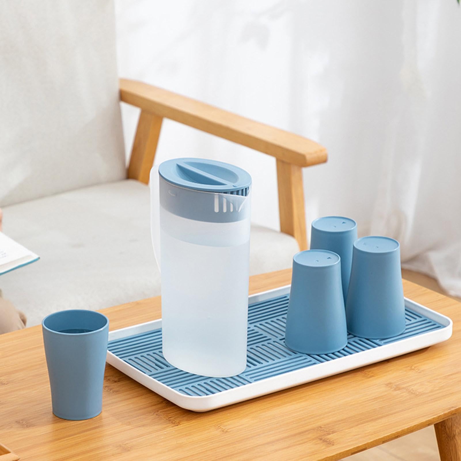 Wasserkrug Mit Deckel - 2L Kanne Mit Deckel Plastik, Kühlschrankkrug