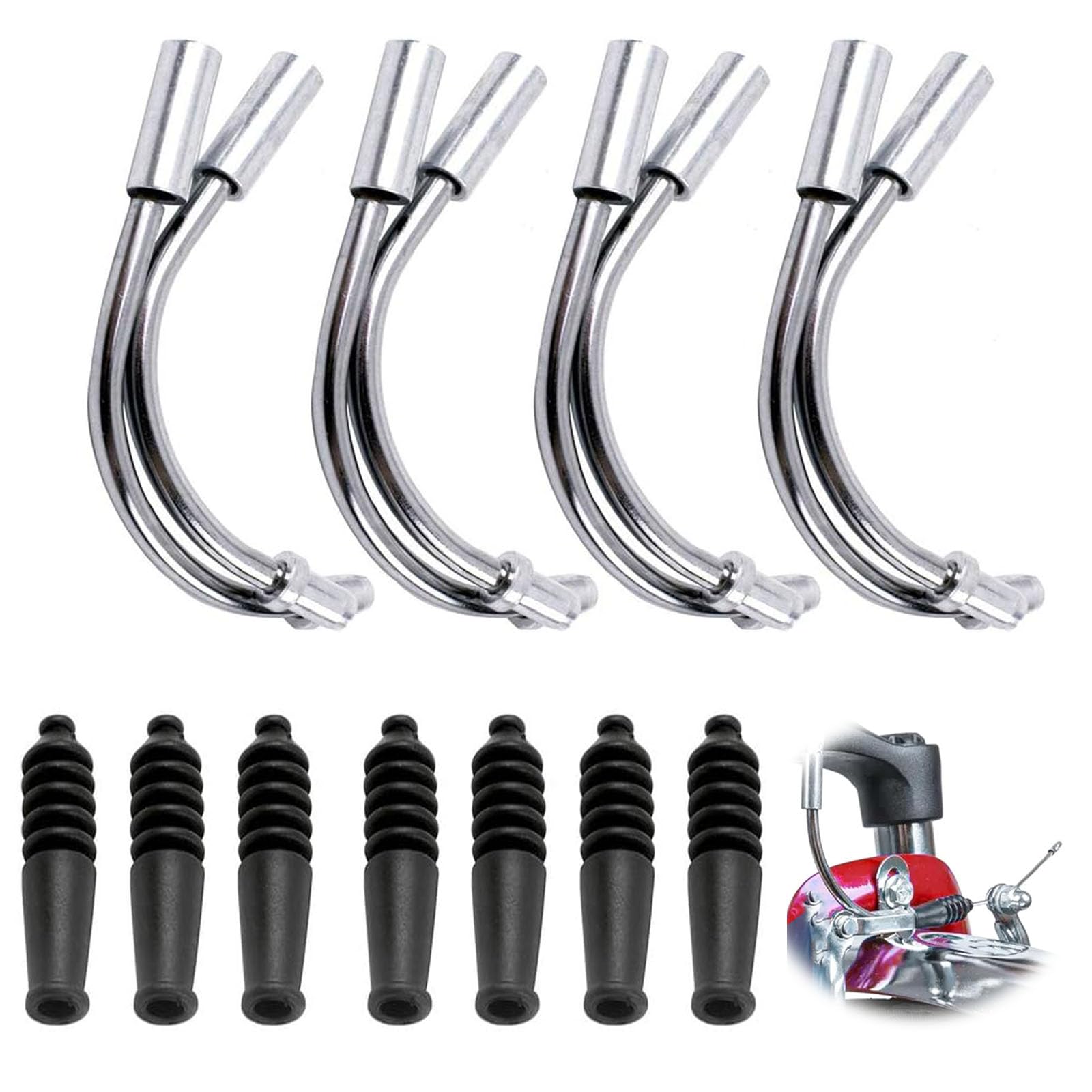 V Brake Noodles for Bikes, 8 Sets of V Brake Bicycle Cable Guide Pipes, Durable Rubber Hoses for Road and Mountain Bikes, Cycling Brake Repair Parts, Essential Bike Accessories
