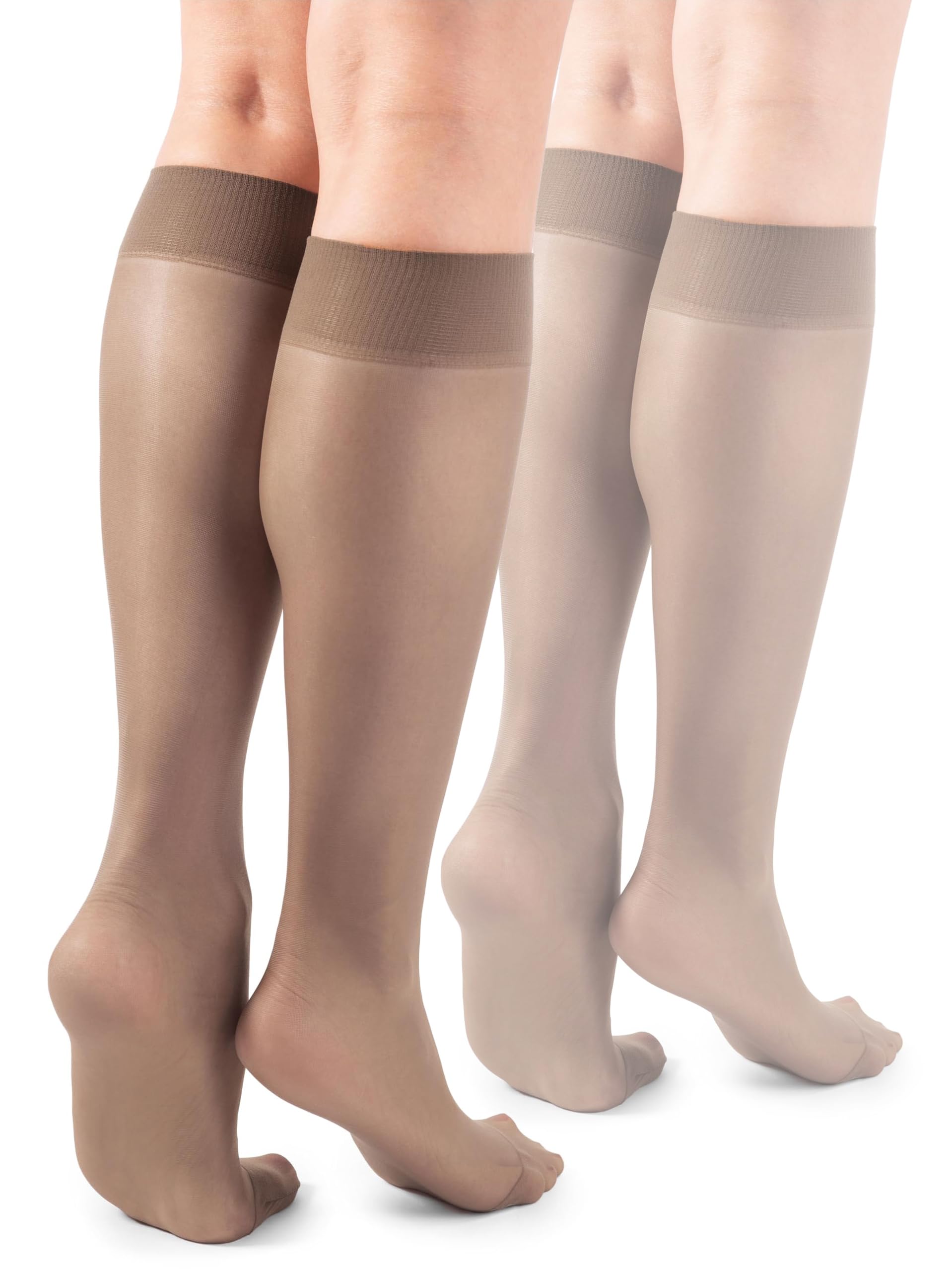 Lores Women's Nocciola Basic Knee High Socks 15 Den High Pop Matt Semi-Sheer Tights 2 Pairs Natalie,