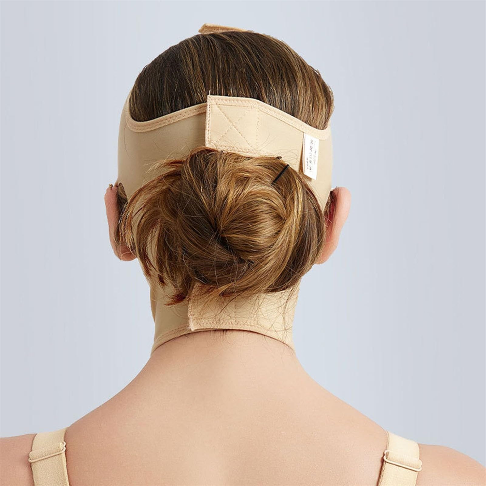 Faja Facial Postquirúrgica para Compresión del Cuello con Correa para la Barbilla. Reducción Facial en Forma de V y Estiramiento de la Papada. para Mujeres. (size M)
