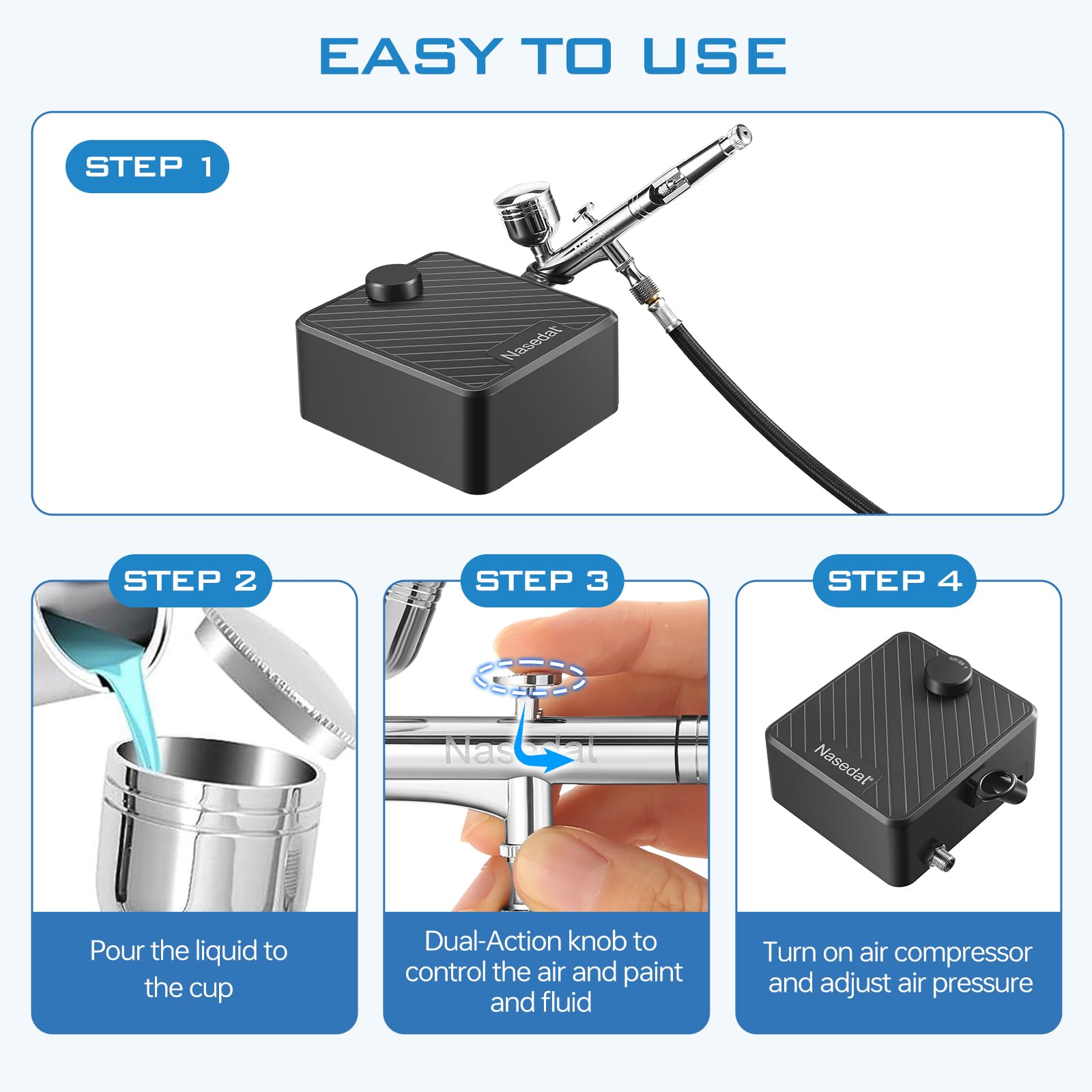 Zestaw do aerografu 40 psi auto-stop kompresor powietrza Dual Action Air Brush Model do malowania dla Auto Nail Makijaż Dekoracja ciasta Rysunek Rzemiosło Tatuaż