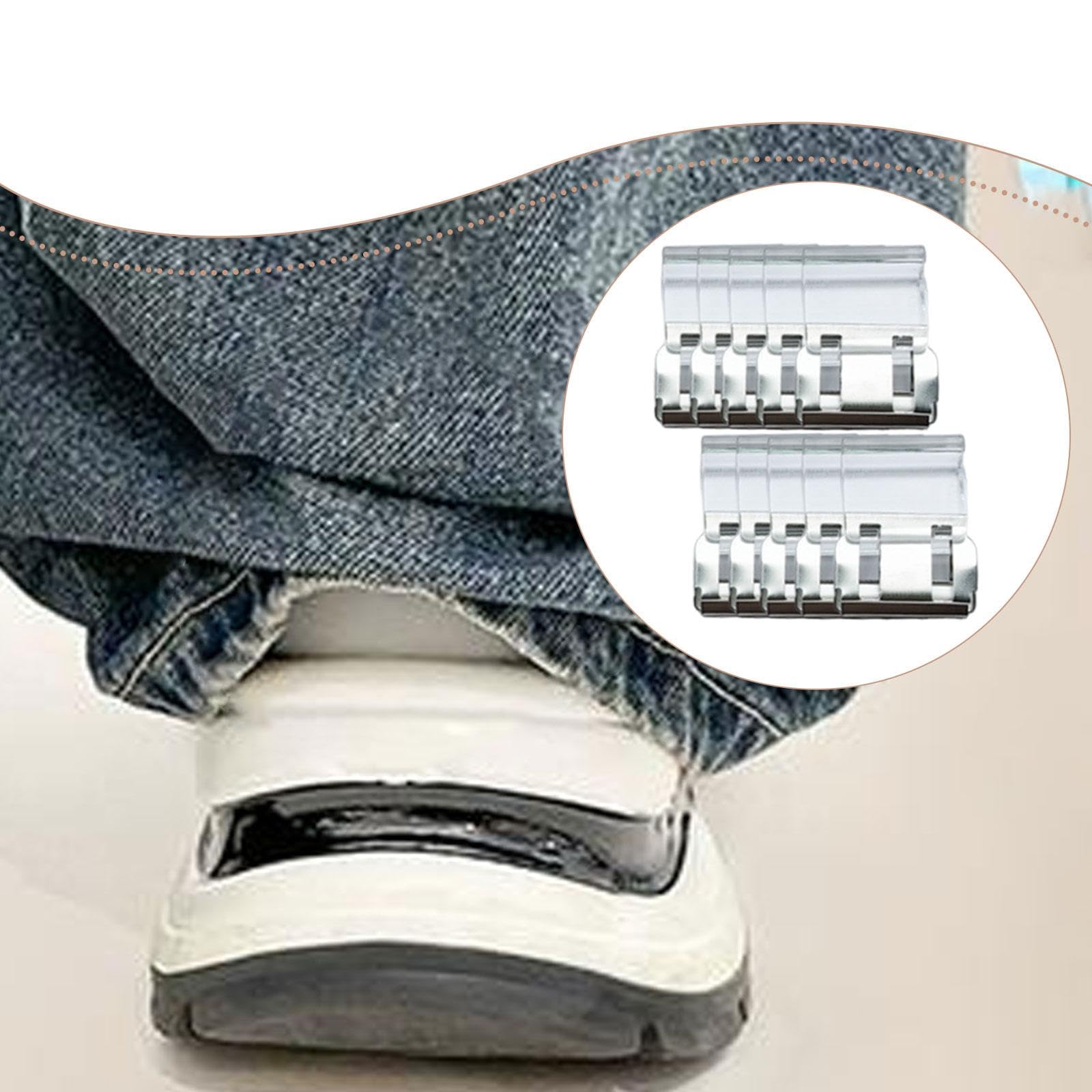 16 Clip Gambe Pantaloni Invisibili – Fermaorlo Regolabile In Blu E Trasparente