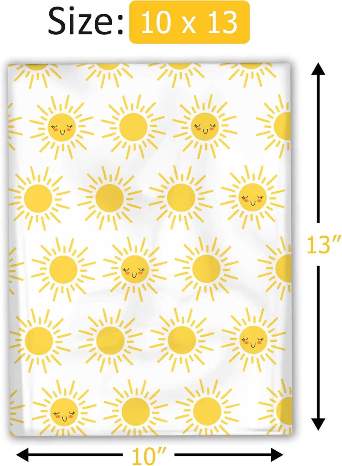 10x13 (100) Sunshine Suns Summer Designer Poly Mailers Waterproof Self Sealing Tear Resistant Polymailers Shipping Envelopes Premium Printed Bags For Small Businesses
