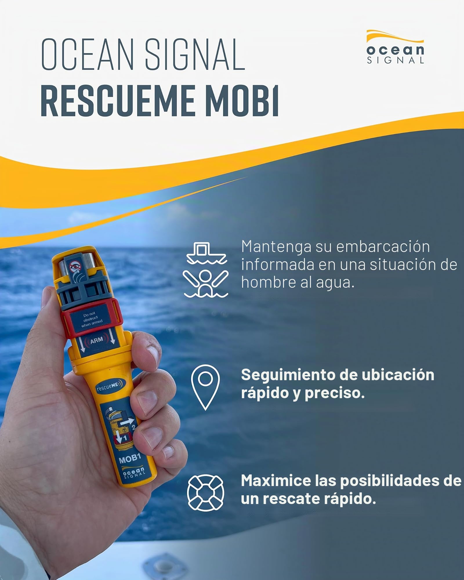 Ocean Signal MOB1 Epi3100 - Dispositivo AIS hombre al agua, para ocalización personal, con DSC integrado
