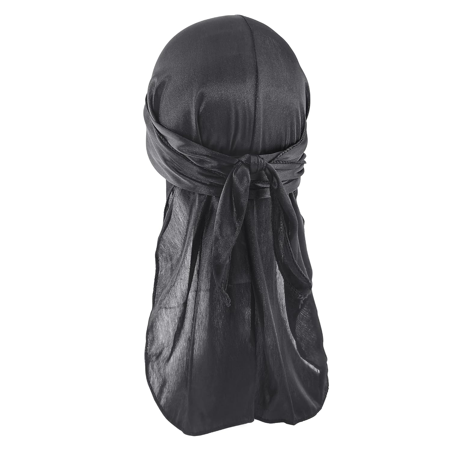 Medsuo Black Silky Durag Cap Head Wrap Ultra-Soft Breathable Wrinkle Free Satin Durag for 360 Waves Braids Locs