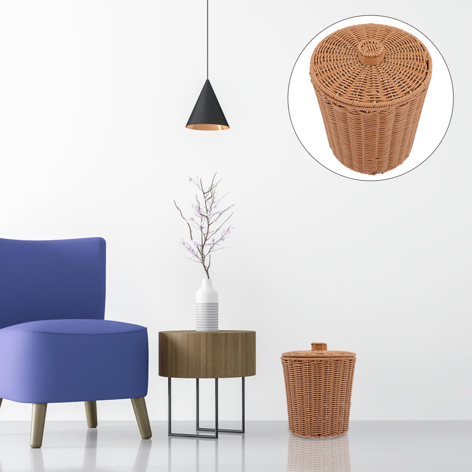 Pp Cesto Portaoggetti con Coperchio Marrone per Casa e Ufficio | Organizzazione Pratica, Contenitore Multifunzione, Stile Intrecciato, Formato Xh22-020 Grande, Accessorio Incluso
