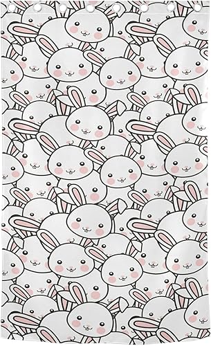 Miniatura 2 de Cortina opaca de dibujos animados de conejo de Pascua de 84 pulgadas, cubierta de ventana negra para dormitorio, sala de estar, cortinas divisoras y