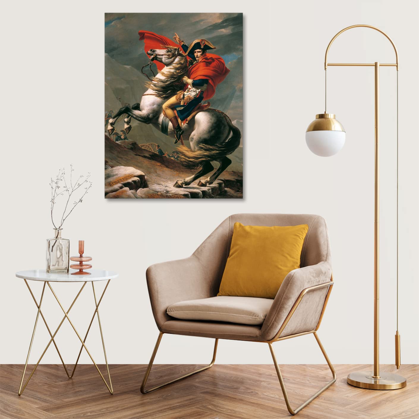LuxHomeDecor Jacques-Louis David - Napoleon Quadro Stampa su Tela con Telaio in Legno misura 60x80 cm