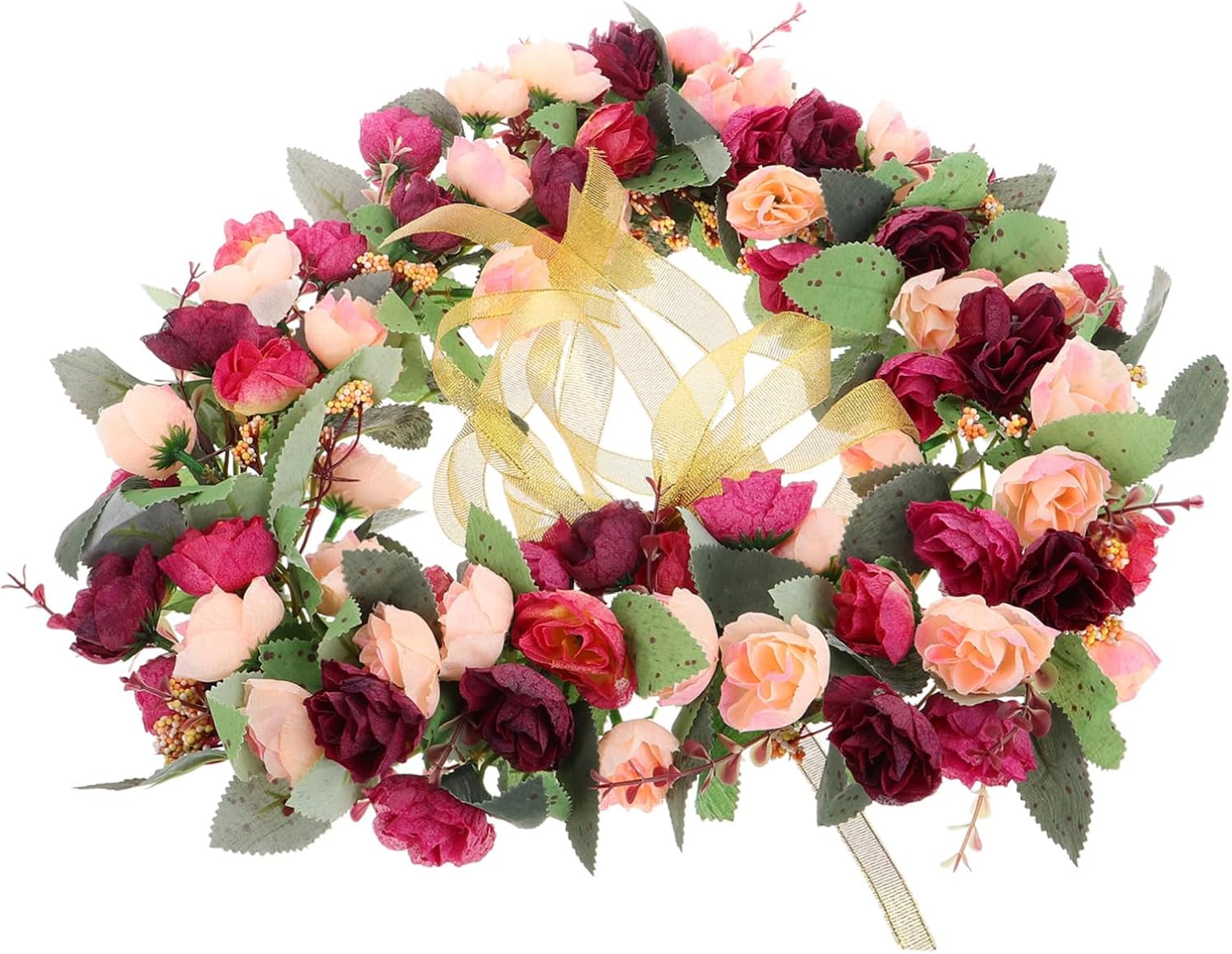 Heart Shaped Garland Wreath with Faux Flowers for Home Decor Wedding Reception and Holiday Celebrations Vintage Style Floral Door Wreath