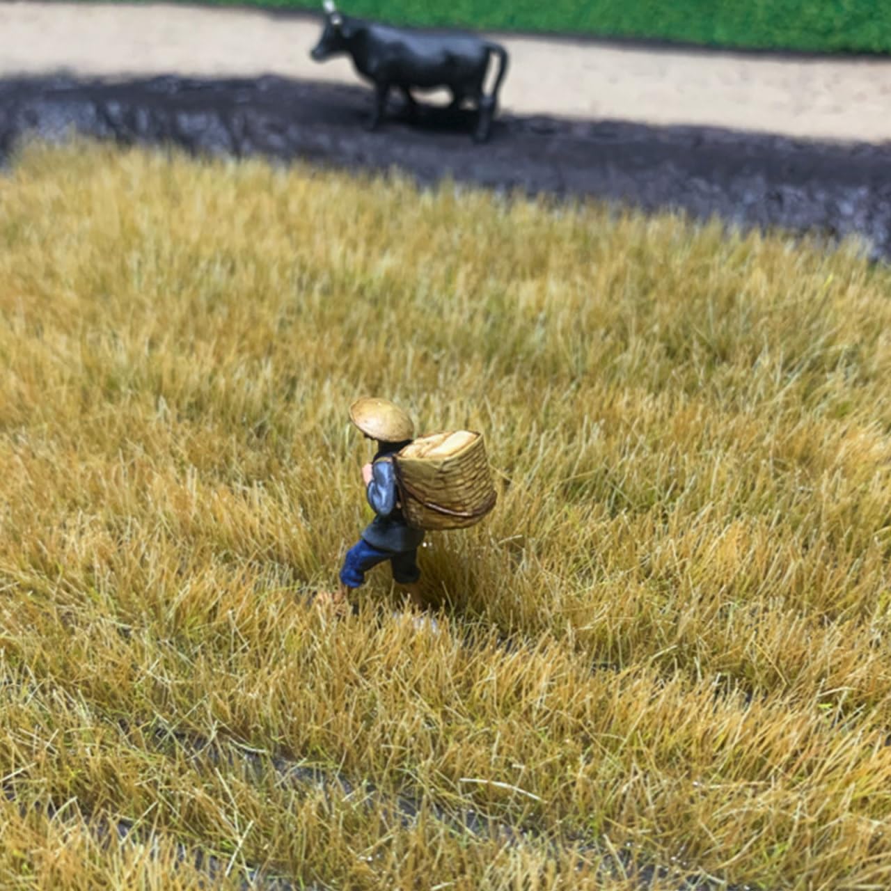 2boxes Miniature Wheat Mat Strips Craft Mini Railway Strip Railroad for Sand Greenery Models : Turf Static Model: Shrubs Tufts Self Diorama Grass Model ： Scene Model, Scenes