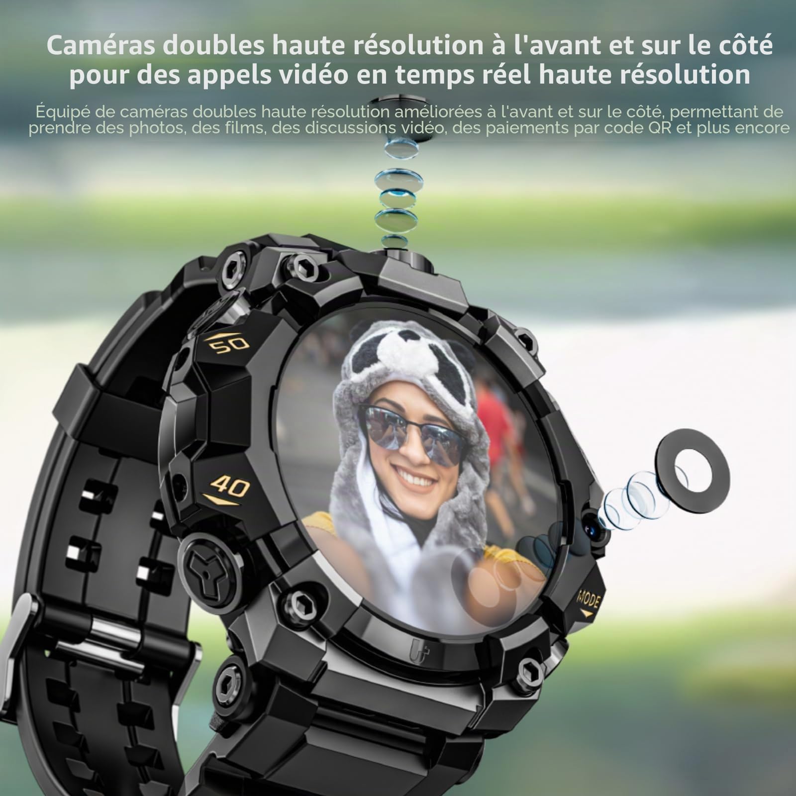 LOKMAT 4G Android Smartwatch APPLLP 2 PRO, 4 Go + 64 Go Robuste Militaire Sport Montre Homme Montre Fitness Tracker avec GPS, Caméra WiFi, Bluetooth (Noir)