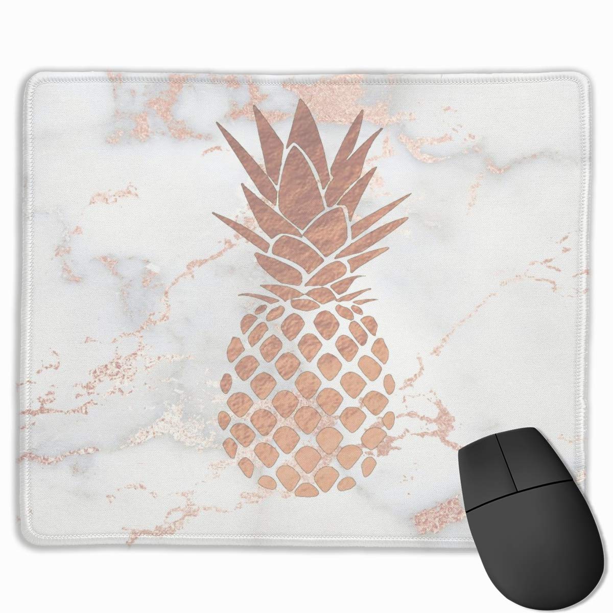 Pineapple Marble Mouse Pad with Stitched Edge Non-Slip Rubber Base Mousepad Mouse Mat for Laptop Computer & Pc Gaming Office Home