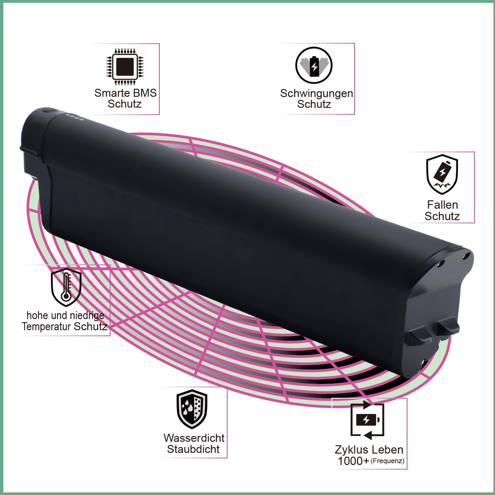 Batteria Ebike 36V 18Ah di ricambio per Zündapp Z808 Reention EEL Pro batterie per 36V e-bike pedelec batteria con caricabatterie (36V 18Ah)