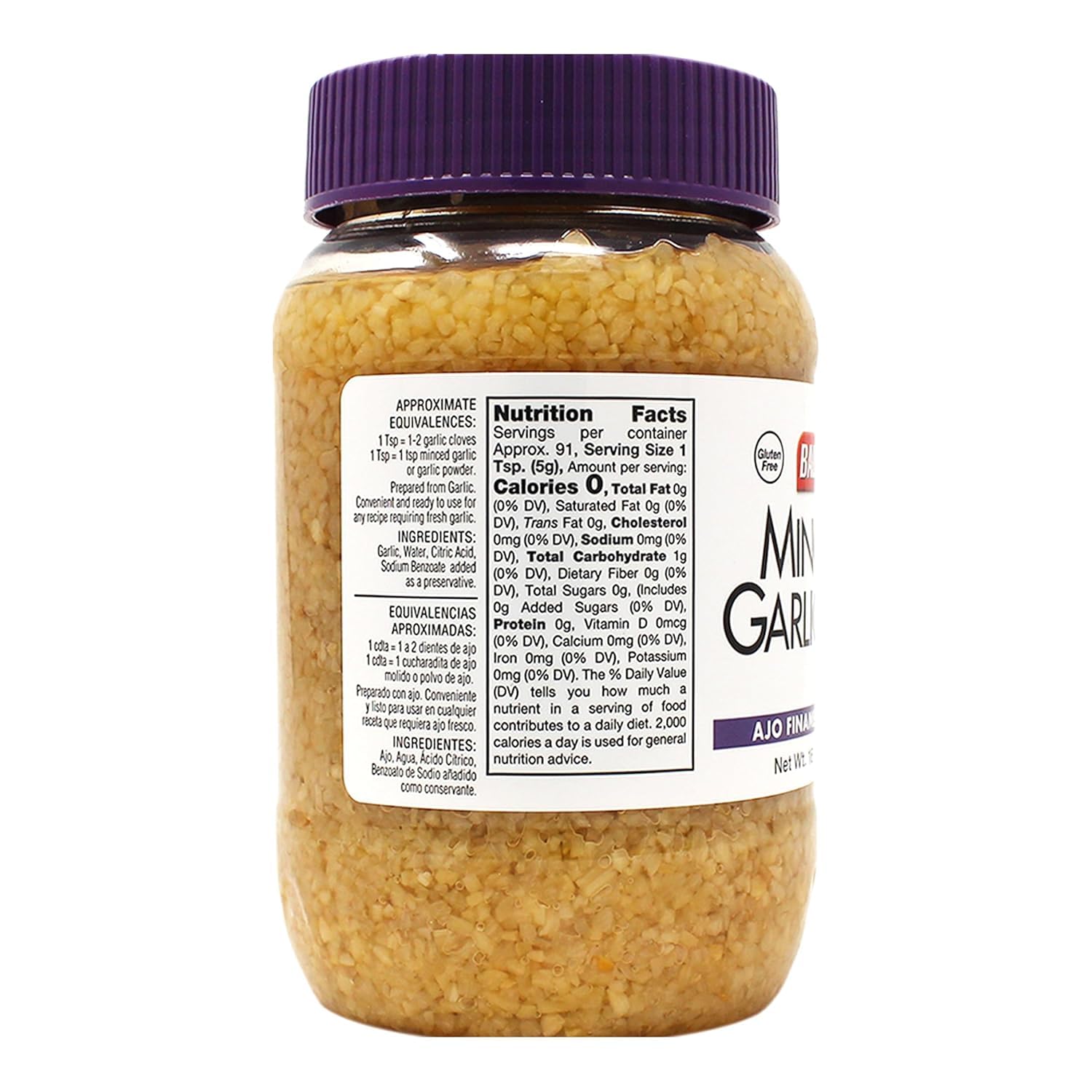 Badia Minced Garlic in Water, 16 oz - Fresh Minced Garlic, Bold Flavor for All Purpose Cooking, Gluten Free