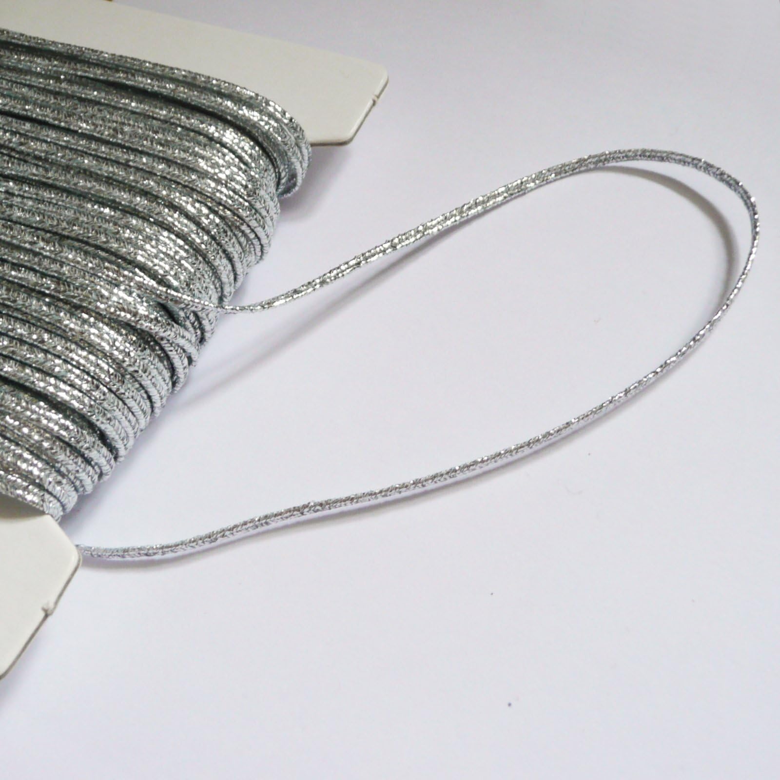 2m of 3mm Russia Braid (Soutache Cord) Silver Metallic Lurex