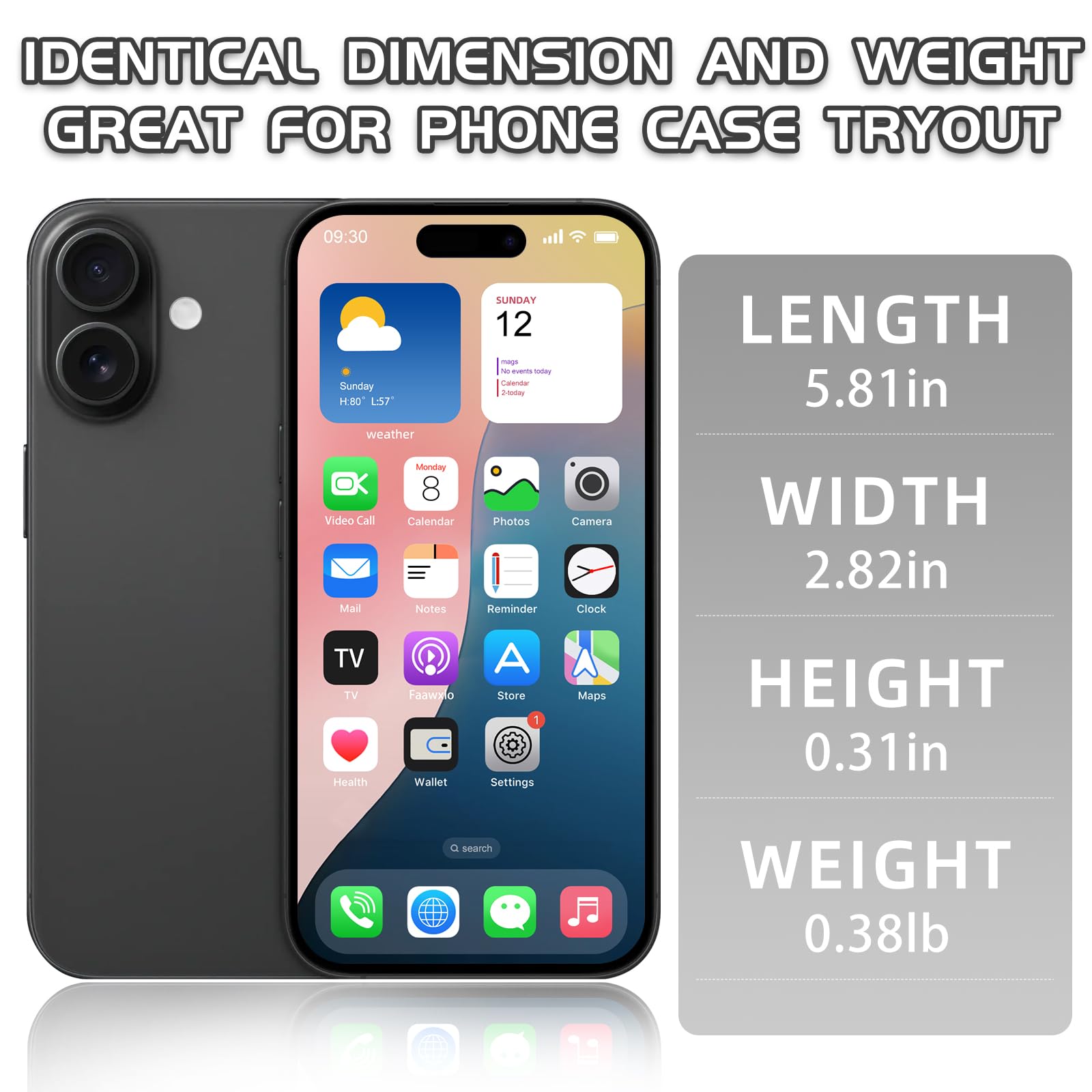 Dummy Fake Phone Model, Looks Like The RealPhone Compatible withPhone 16 Pro Max, for Cellphone Store Display or Send a ToyPhone for Kids (16,Black,The Screen is Printed with Patterns)