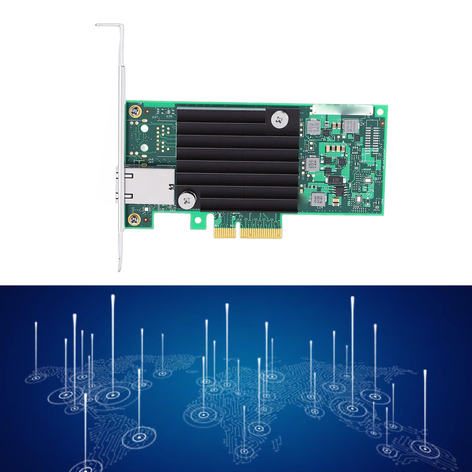 banapoy Karta Sieciowa PCIe 10 GB, Profesjonalny Adapter Ethernet PCI Express 3.0 X4 550-T1 z obsługą Portów RJ45 dla Server / / VMware