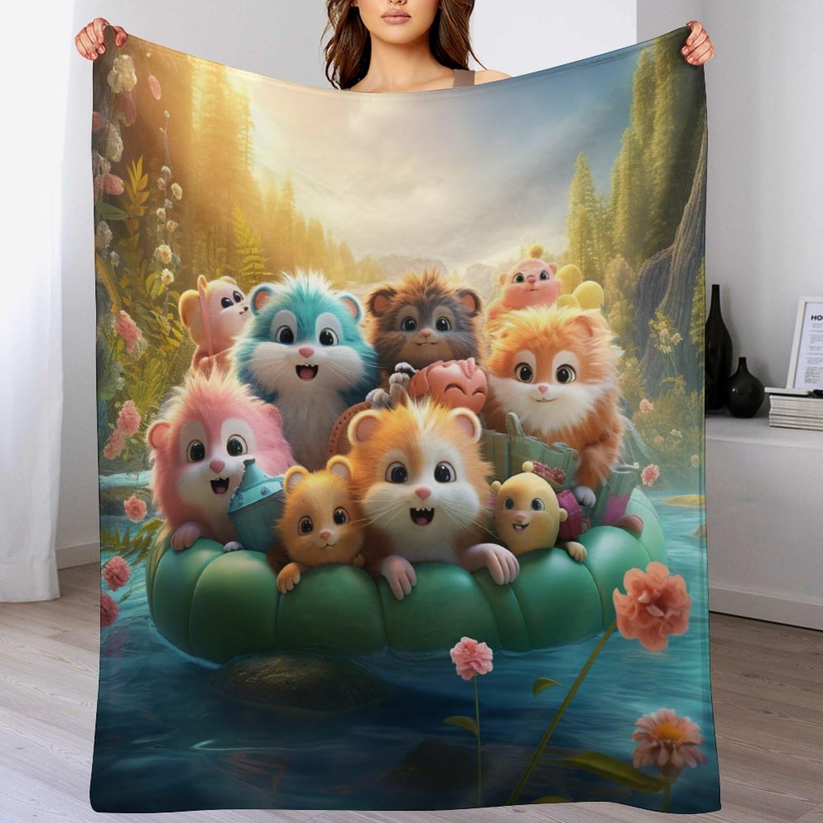 Manta de animales de tacto sedoso y gran formato 180x200 para camas de dormitorio