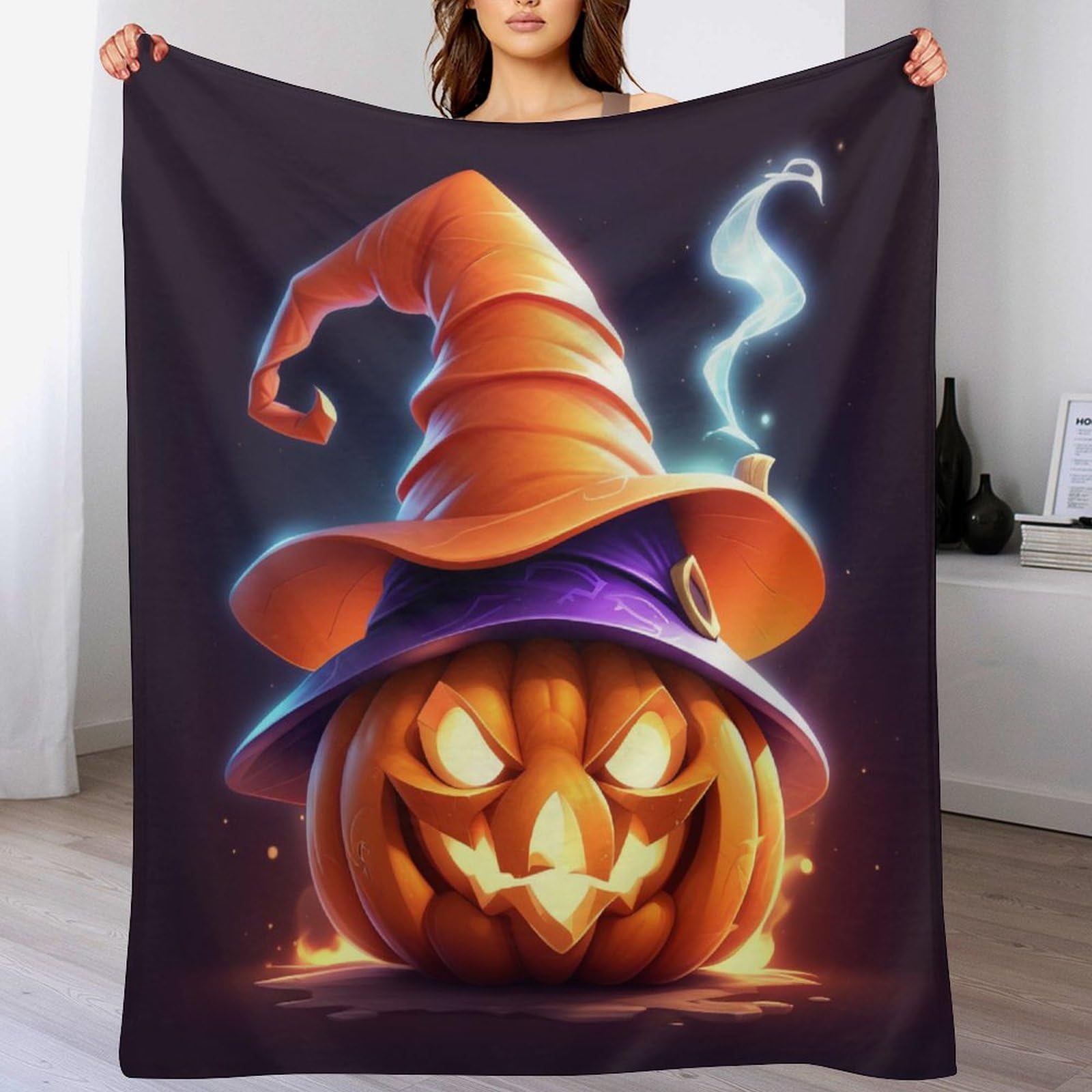 Couvertures en citrouille d'halloween 130x150cm en flanelle douce pour canapé